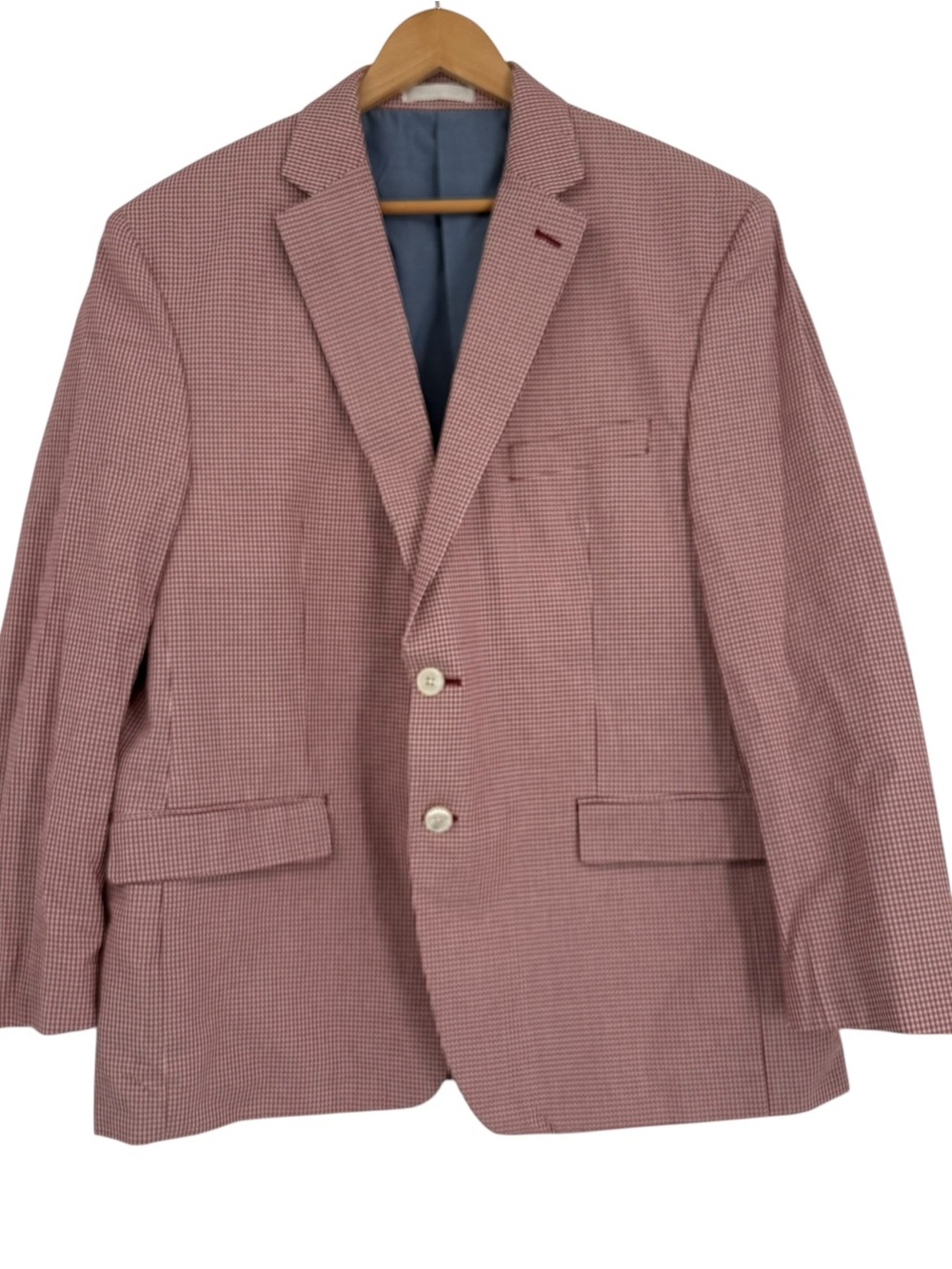 Lauren Ralph Lauren Mens Red White Checked Blazer Suit Jacket Size 44S Cotton